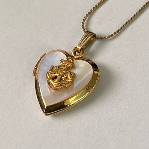 Vintage 12k GF US Navy Sweetheart Locket Pendant Necklace